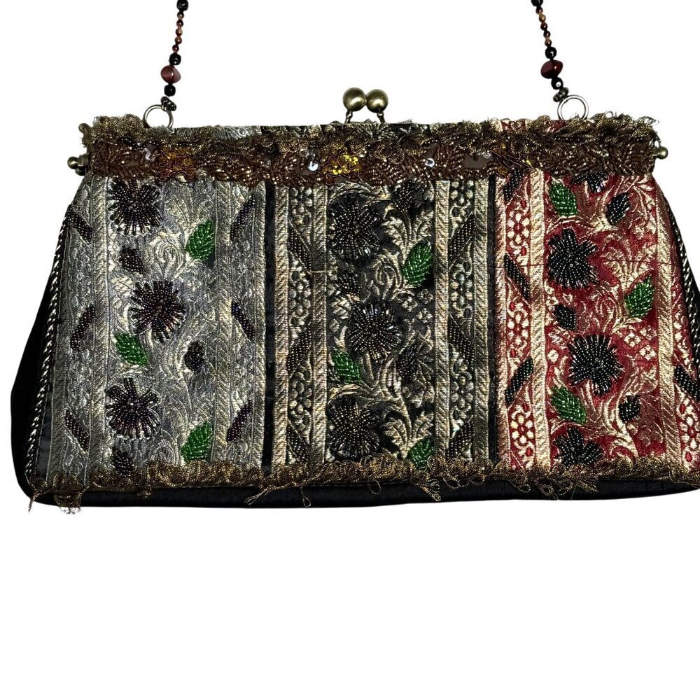 Vintage Mary Frances kisslock artsy shoulder bag handbag purse cabochon - Picture 6 of 10